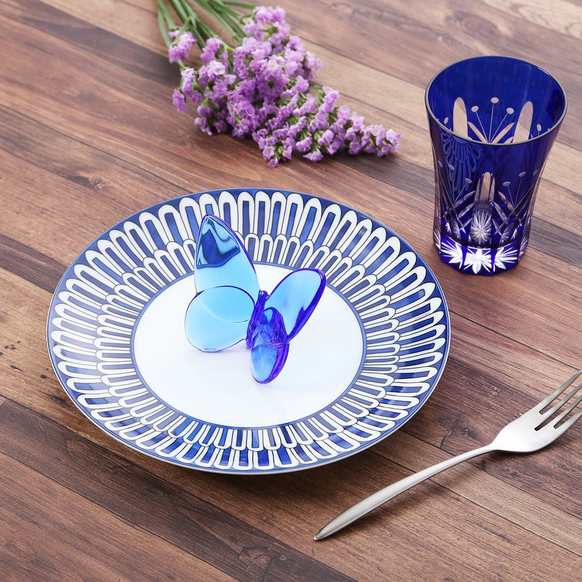 【伝統工芸】田島硝子 江戸切子 映見玉矢来 タンブラー ルリ（ブルー） TG05-15-1B