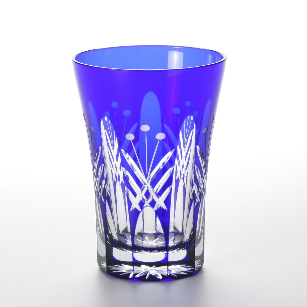 【伝統工芸】田島硝子 江戸切子 映見玉矢来 タンブラー ルリ（ブルー） TG05-15-1B