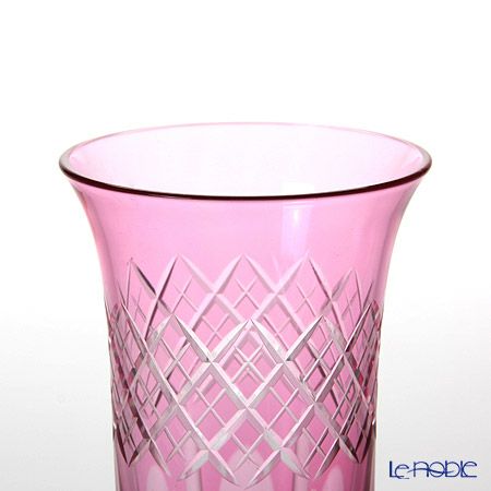 【伝統工芸】田島硝子 江戸切子 映見重ね矢来紋 一口ビール ペア 金赤／ルリ（ブルー） TG08-09-2 【木箱入】