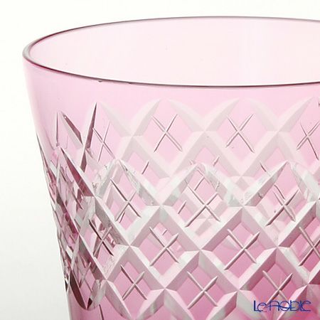 【伝統工芸】田島硝子 江戸切子 映見重ね矢来紋 タンブラー ペア 金赤／ルリ（ブルー） TG08-17-2 【木箱入】