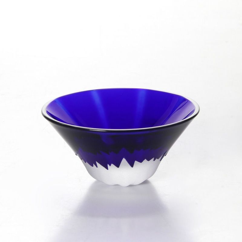 【伝統工芸】田島硝子 富士山祝盃 青富士 TG13-013-1B 木箱入