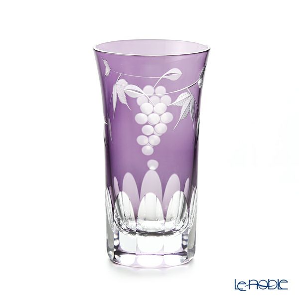 【伝統工芸】田島硝子 江戸切子 葡萄切子 一口ビール 紫 TG98-05-1V 120ml 化粧箱入