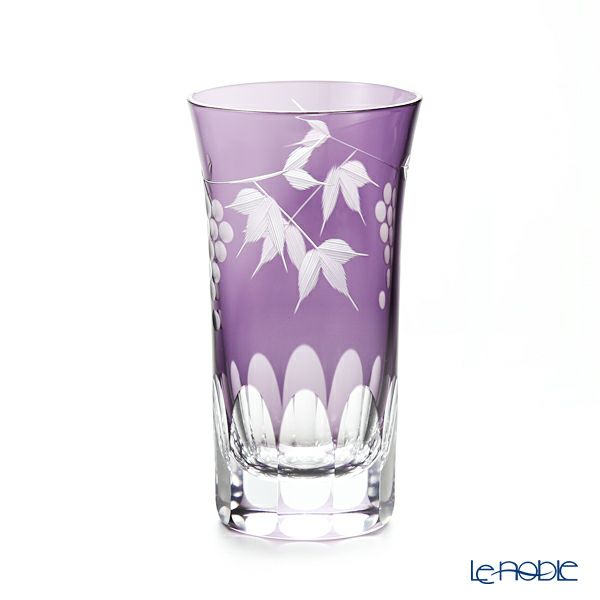 【伝統工芸】田島硝子 江戸切子 葡萄切子 一口ビール 紫 TG98-05-1V 120ml 化粧箱入