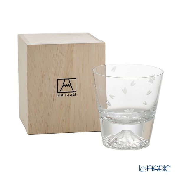 【伝統工芸】田島硝子 富士山グラス ロックグラス 270ml 桜切子 桜風呂敷包み TG16-015-RS