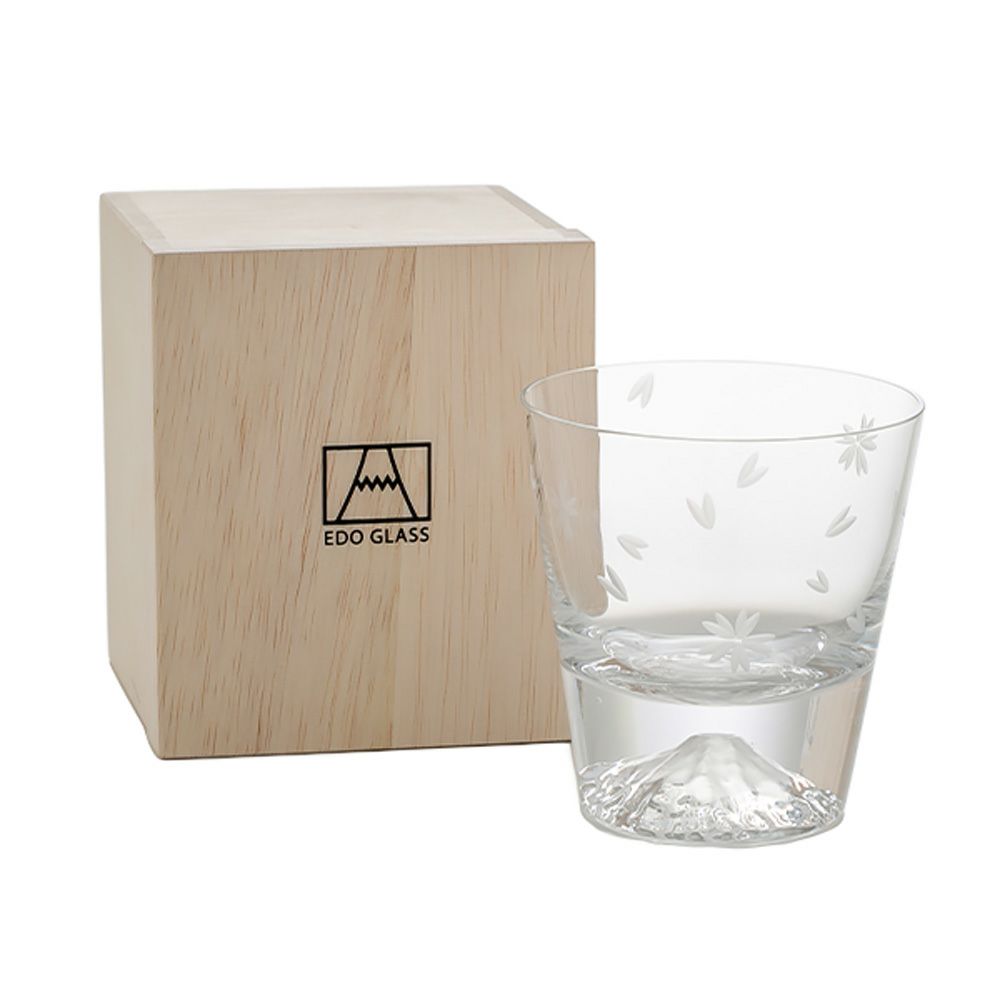 【伝統工芸】田島硝子 富士山グラス ロックグラス 270ml 桜切子 桜風呂敷包み TG16-015-RS