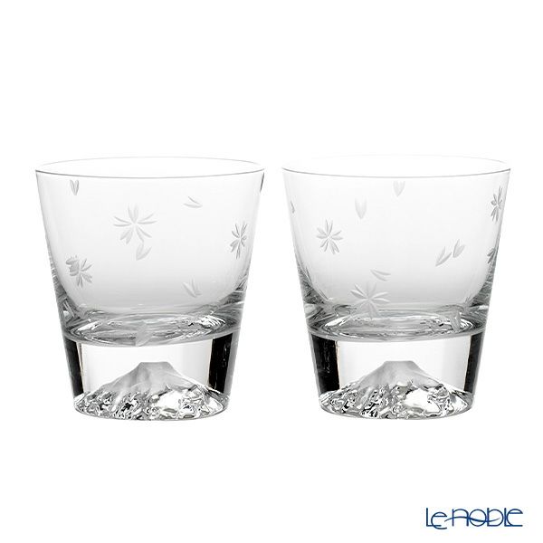 【伝統工芸】田島硝子 富士山グラス 桜切子 ロックグラス 270ml TG16-015-2RS ペア【木箱入】