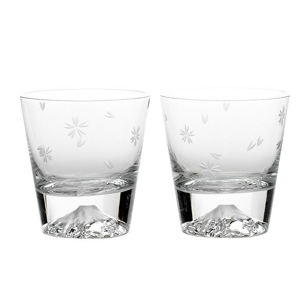 【伝統工芸】田島硝子 富士山グラス 桜切子 ロックグラス 270ml TG16-015-2RS ペア【木箱入】