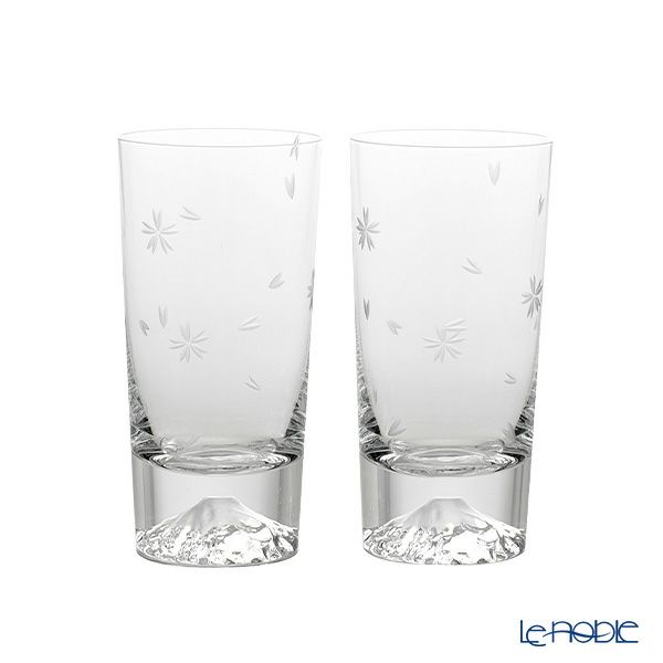 【伝統工芸】田島硝子 富士山グラス 桜切子 タンブラー 400ml TG16-015-2TS ペア【木箱入】