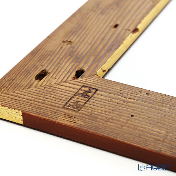 【1点物】高野竹工 金閣寺古材 額縁フレーム／アートフレーム 小-A 十牛図版画付 27×27cm