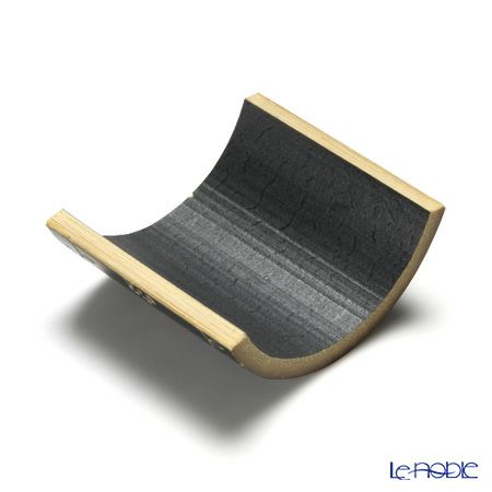 高野竹工 手彫り箸置 5個セット 黒 花