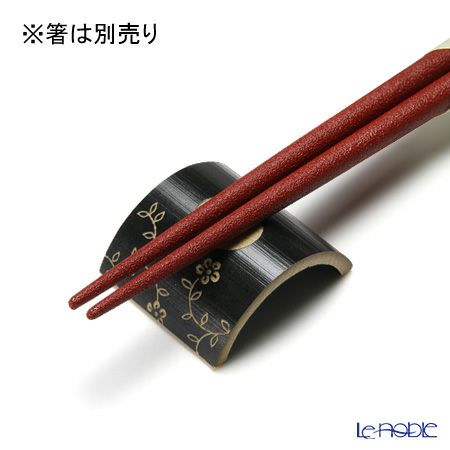高野竹工 手彫り箸置 5個セット 黒 花