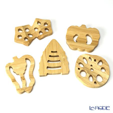 高野竹工 寄竹 箸置 野菜5種セット レンコン・たけのこ・かぼちゃ・オクラ・ピーマン