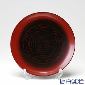 【伝統工芸】輪島塗 外銀朱内曙研出 高脚浅皿 B-9-2