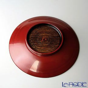 【伝統工芸】輪島塗 外銀朱内曙研出 高脚浅皿 B-9-2