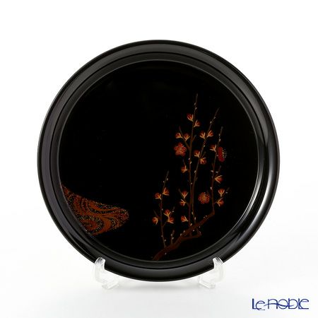 【伝統工芸】輪島塗 プレート／コースター 紅白梅 浦出稲舟氏作品