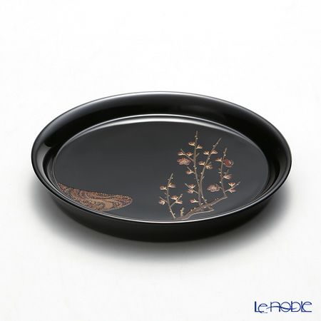 【伝統工芸】輪島塗 プレート／コースター 紅白梅 浦出稲舟氏作品