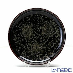 【伝統工芸】輪島塗 菊唐草沈金 銘々皿