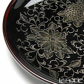 【伝統工芸】輪島塗 菊唐草沈金 銘々皿