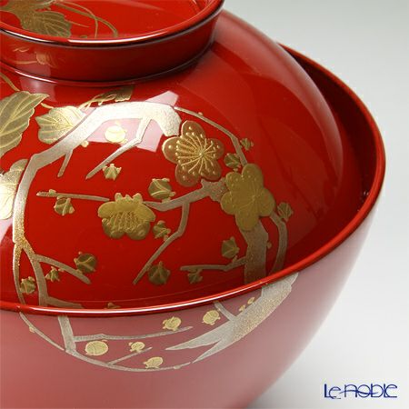 【伝統工芸】輪島塗 花の丸蒔絵 飯椀（朱）