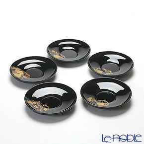 【伝統工芸】輪島塗 花の丸蒔絵 茶托 5枚組み（5柄）