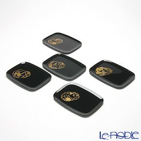 【伝統工芸】輪島塗 花の丸蒔絵 銘々皿 5枚組み（5柄）