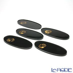 【伝統工芸】輪島塗 花の丸蒔絵 茶受盆 5枚組み（5柄）