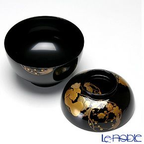 【伝統工芸】輪島塗 花の丸蒔絵 吸物椀 5客組み