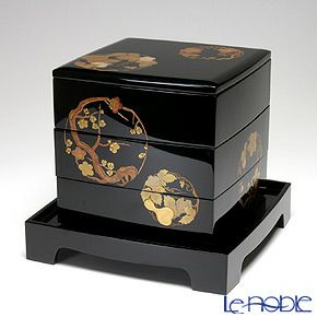 【伝統工芸】輪島塗 花の丸蒔絵 三段重