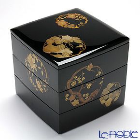 【伝統工芸】輪島塗 花の丸蒔絵 三段重