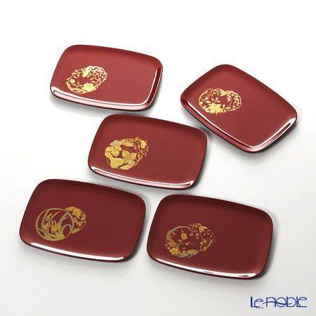 【伝統工芸】輪島塗 花の丸蒔絵 おもてなしセット 赤