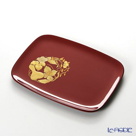 【伝統工芸】輪島塗 花の丸蒔絵 取り皿 5客揃 赤