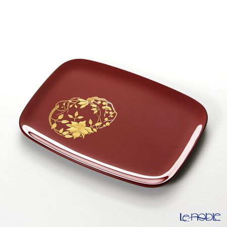 【伝統工芸】輪島塗 花の丸蒔絵 取り皿 5客揃 赤