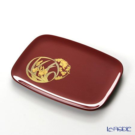 【伝統工芸】輪島塗 花の丸蒔絵 取り皿 5客揃 赤