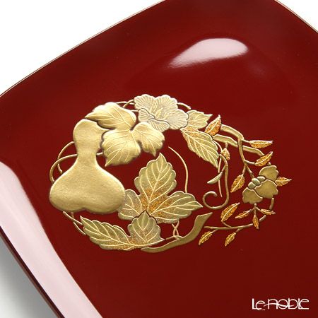 【伝統工芸】輪島塗 花の丸蒔絵 取り皿 5客揃 赤