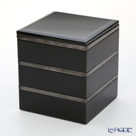 【伝統工芸】輪島塗 黒に銀縁 多用重