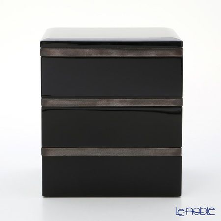 【伝統工芸】輪島塗 黒に銀縁 多用重