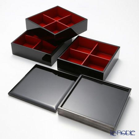 【伝統工芸】輪島塗 黒に銀縁 多用重