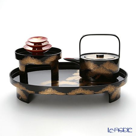 【伝統工芸】輪島塗 老松 三ツ組屠蘇（とそ）器 蒔絵師：田崎昭一郎氏作