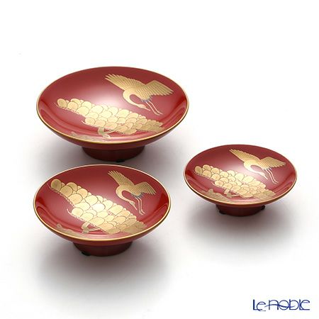 【伝統工芸】輪島塗 老松 三ツ組屠蘇（とそ）器 蒔絵師：田崎昭一郎氏作