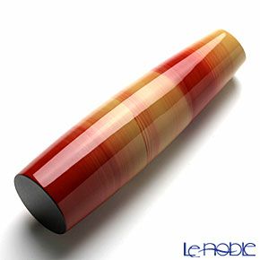 【伝統工芸】輪島塗 花器 口切（薄茶に赤帯）