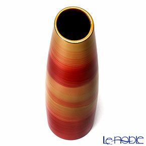 【伝統工芸】輪島塗 花器 口切（薄茶に赤帯）