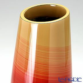 【伝統工芸】輪島塗 花器 口切（薄茶に赤帯）