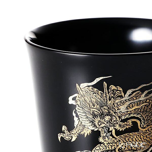 【伝統工芸】輪島塗 沈金 フリーカップ 龍 黒 沈金師：前古考人