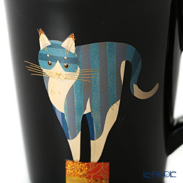 【伝統工芸】輪島塗 マグカップ ネコ 黒 蒔絵師：田中貴司