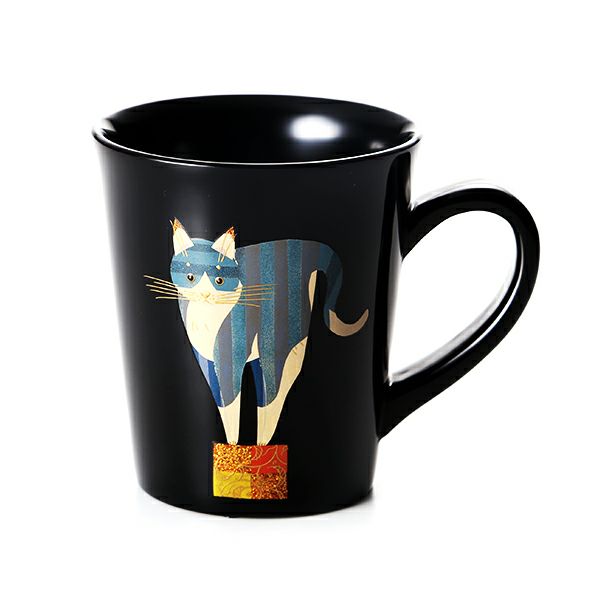 伝統工芸】輪島塗 マグカップ ネコ 黒 蒔絵師：田中貴司 | ブランド