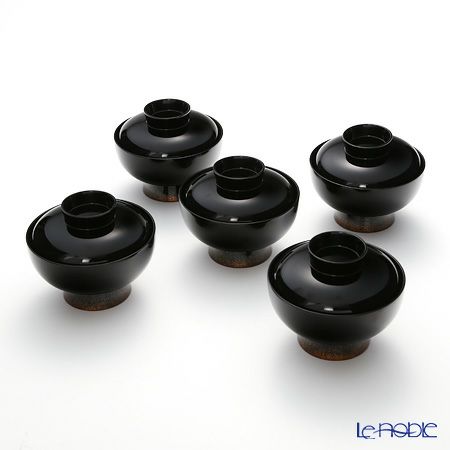 【伝統工芸】輪島塗 山水蒔絵 煮物椀 絵変わり 5客揃 松田良輝氏作