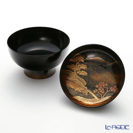 【伝統工芸】輪島塗 山水蒔絵 煮物椀 絵変わり 5客揃 松田良輝氏作