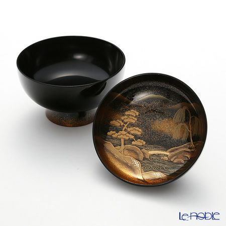 【伝統工芸】輪島塗 山水蒔絵 煮物椀 絵変わり 5客揃 松田良輝氏作