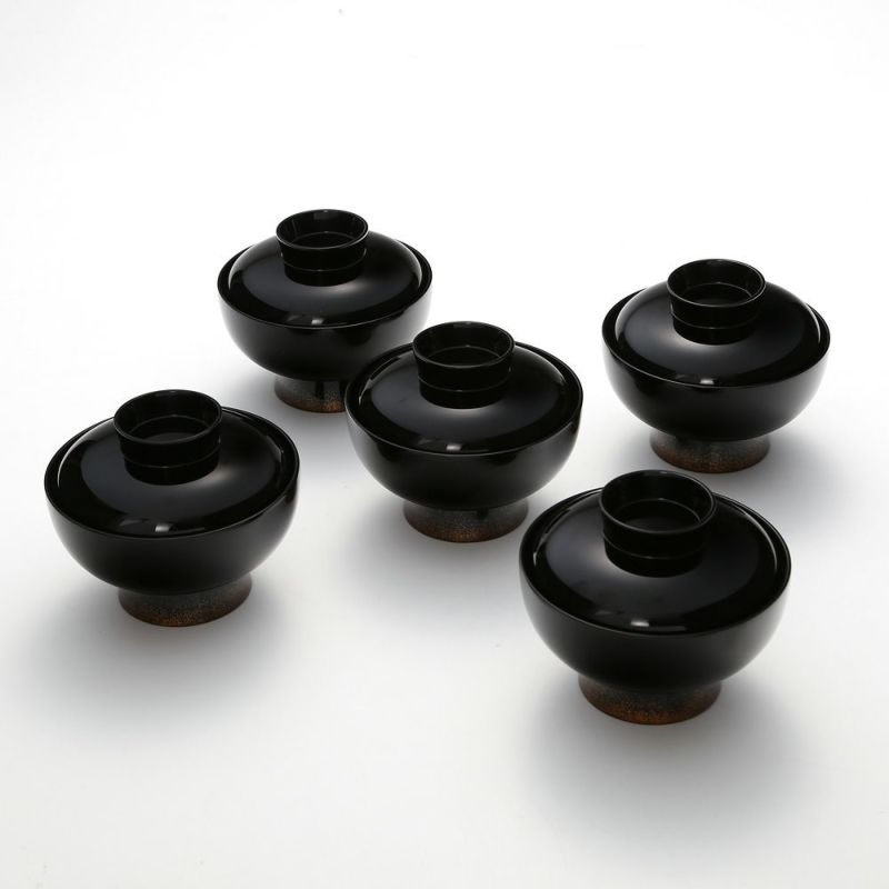 【伝統工芸】輪島塗 山水蒔絵 煮物椀 絵変わり 5客揃 松田良輝氏作