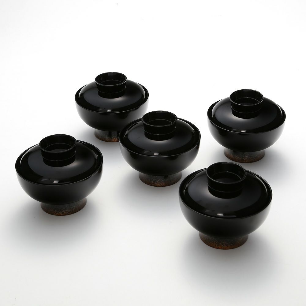 【伝統工芸】輪島塗 山水蒔絵 煮物椀 絵変わり 5客揃 松田良輝氏作